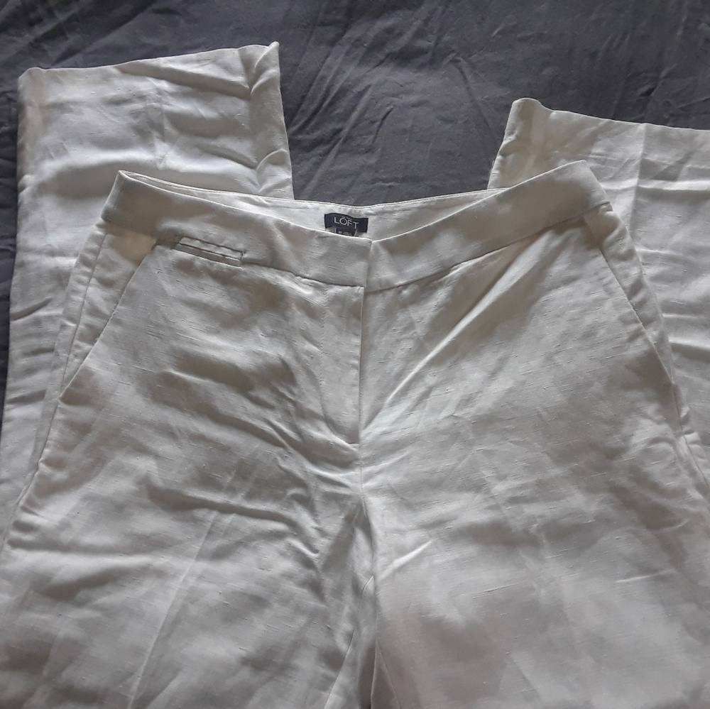 LOFT linen pants size 10 Marissa Ivory